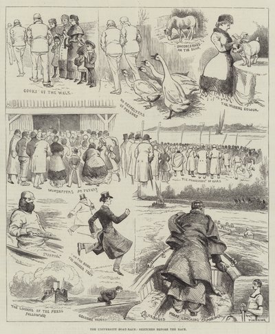 The University Boat-Race, Sketches before the Race by Alfred Courbould